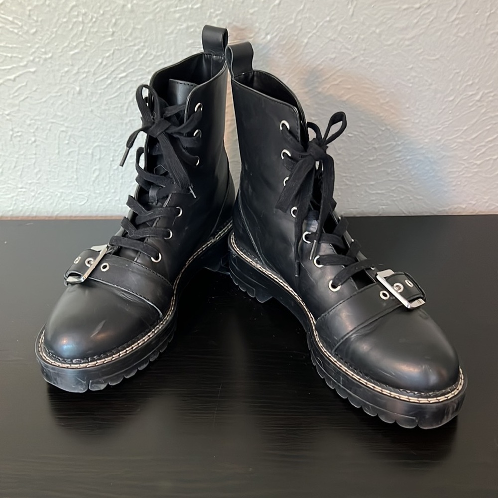 Zara Embossed Leather Biker Boots - Picture 3 of 5